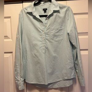 J.Crew blue and white Oxford top